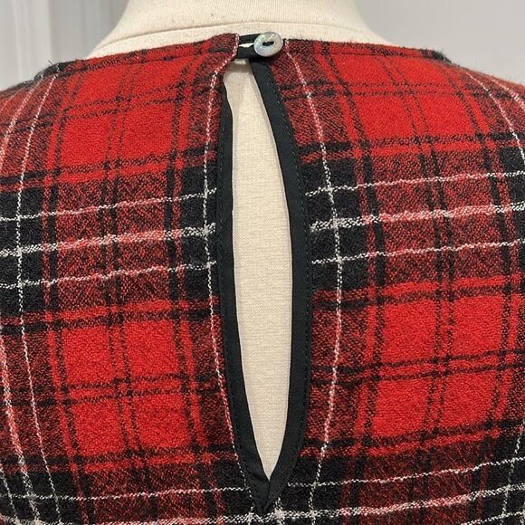 Amour Vert Sasha Plaid 100% Wool Dress Red & Black Size Large Made in the USA - Picture 6 of 13
